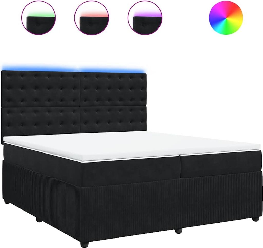 vidaXL Boxspringbett mit Matratze Schwarz 200x200 cm Samt