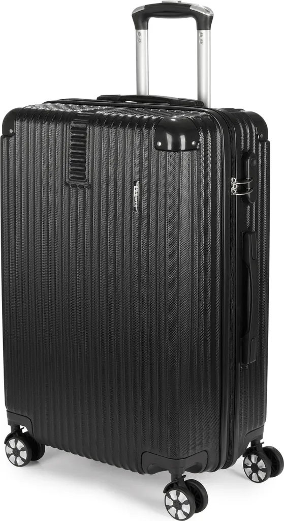 BRUBAKER valigia da viaggio London - trolley con chiusura a combinazione e 4 ruote - trolley 43 x 66,5 x 26 cm, L, nero