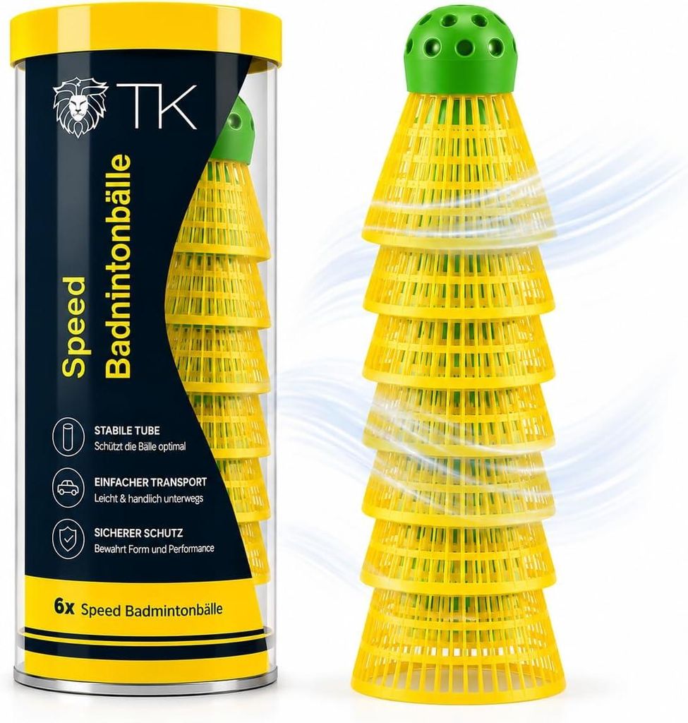 5x Speedbadminton Federbälle gelb - Badmintonbälle, extra Produktbild 