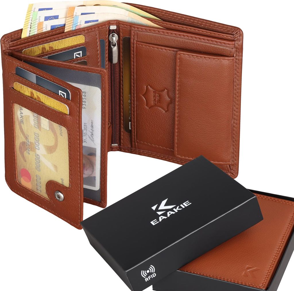 Leder Geldbörse Herren Portemonnaie RFID Hochformat Geldbeutel Echtleder (9900) Cognac