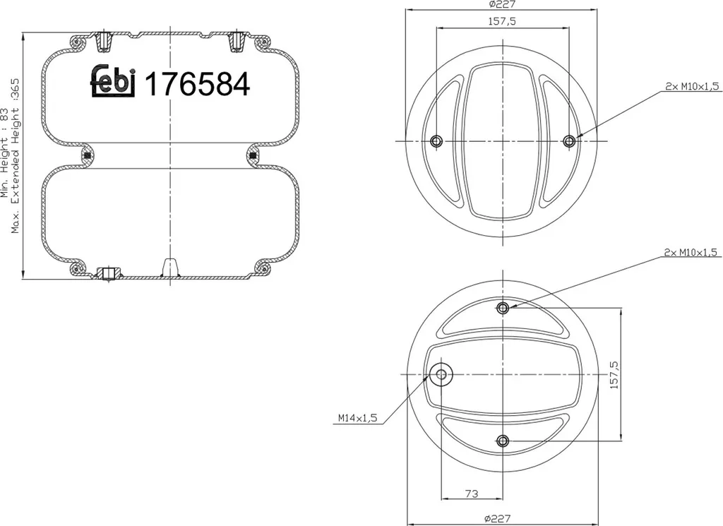 Soufflet de suspension de rechange pour transport routier Scania