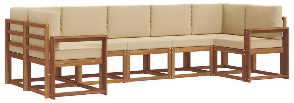 vidaXL Outdoor-Sofagarnitur mit Kissen 7 pcs Natur und Beige