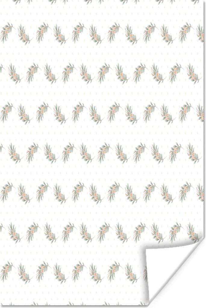 MuchoWow Poster Vintage - Blatt - Muster 120x180 cm - Kunstposter