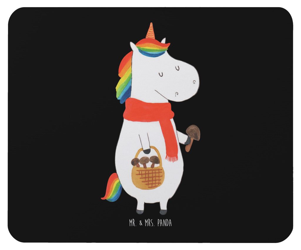 Mr. & Mrs. Panda Mauspad Einhorn Pilz - Schwarz - Geschenk, Mouse Pad, Motivation, gummi, Mousepad, pc, Spruch, Unicorn, Liebeskummer, mausteppich,...