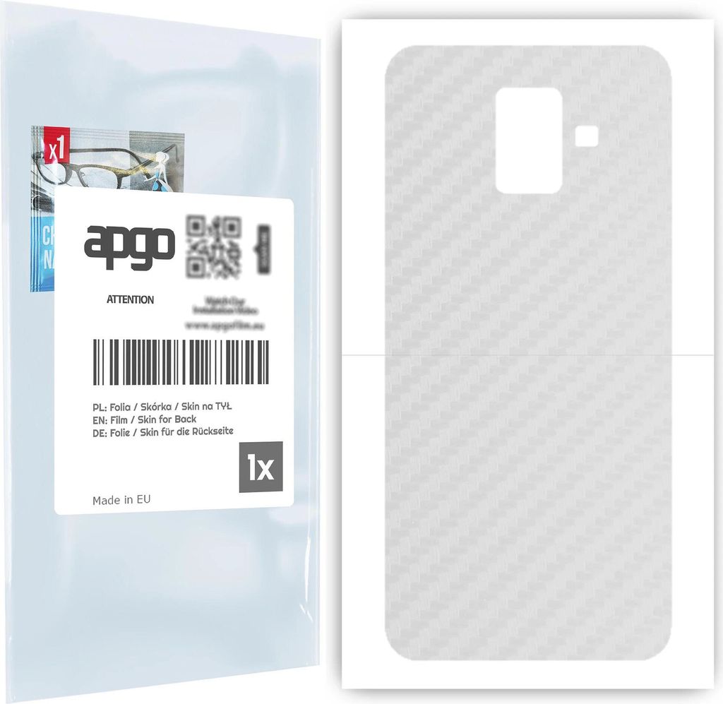 apgo Rückseite Schutzfolie für Samsung Galaxy A6 (2018) - Hinten Schutzfolie Carbon Transparent (durchsichtig), Rückseite Folie schützt vor Kra...
