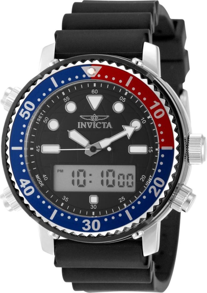 Invicta Pro Diver 49451 Herren uhr - Wasserdicht - Analog - Quarzuhrwerk - Edelstahl mit schwarzen zifferblat - 46mm