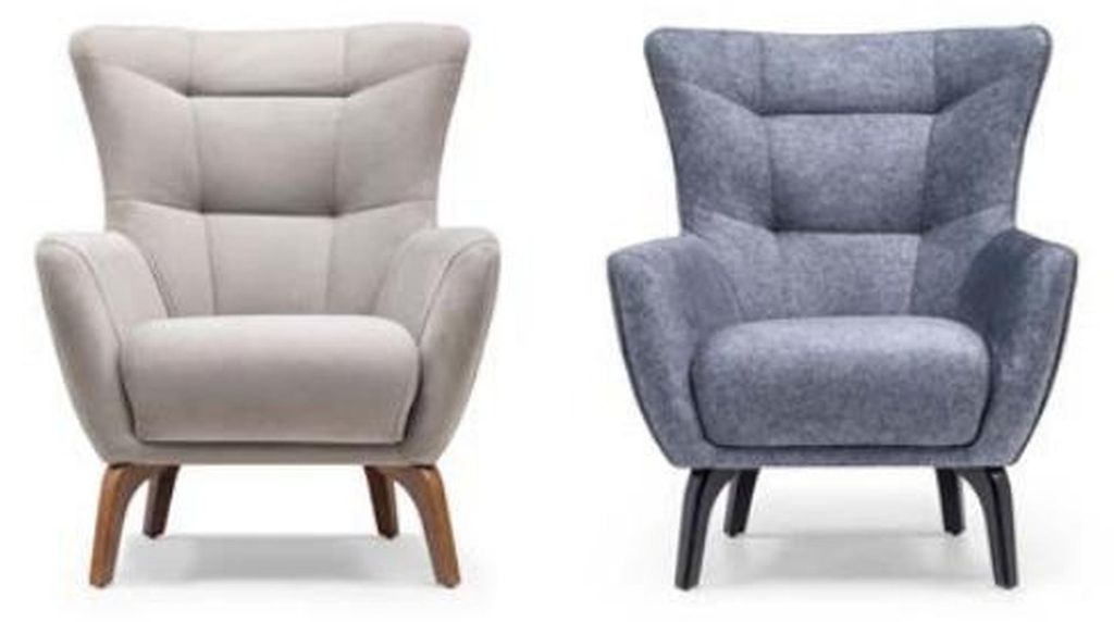 Wohnzimmer Einsitzer Sessel Ohrensessel Stoffsessel Grau Polster Sitz