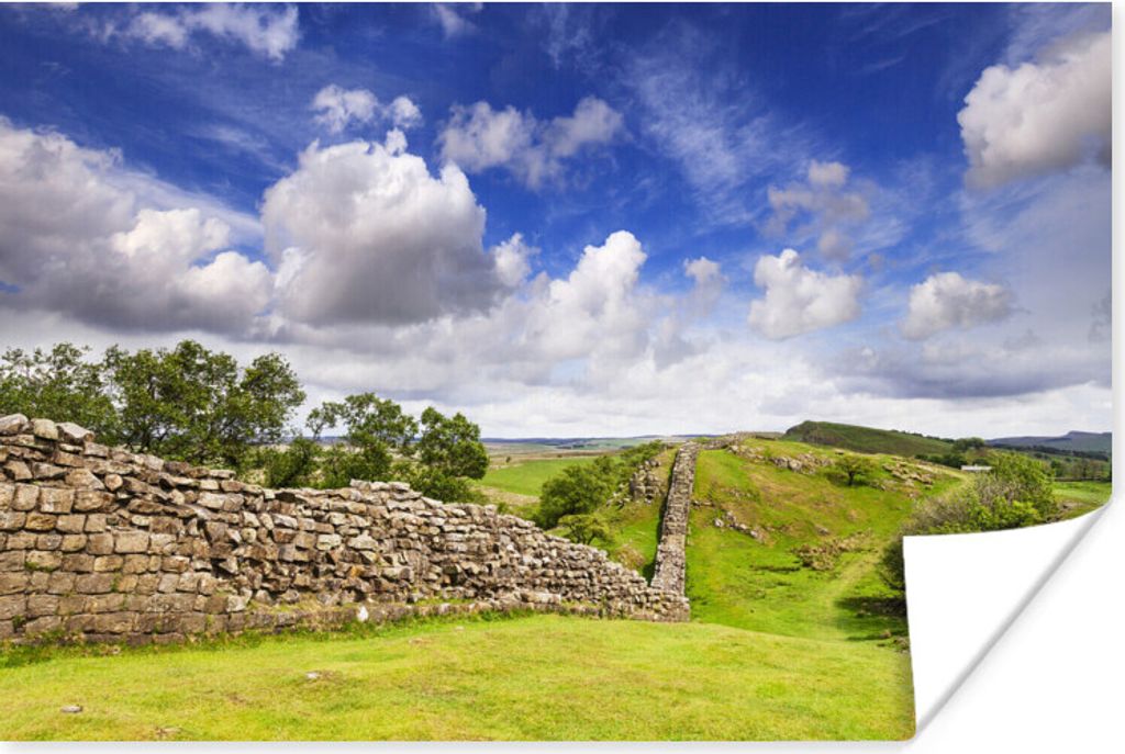 MuchoWow Poster Der Hadrianswall im Vereinigten Königreich bei bewölktem Himmel 180x120 cm - Fotoplakat