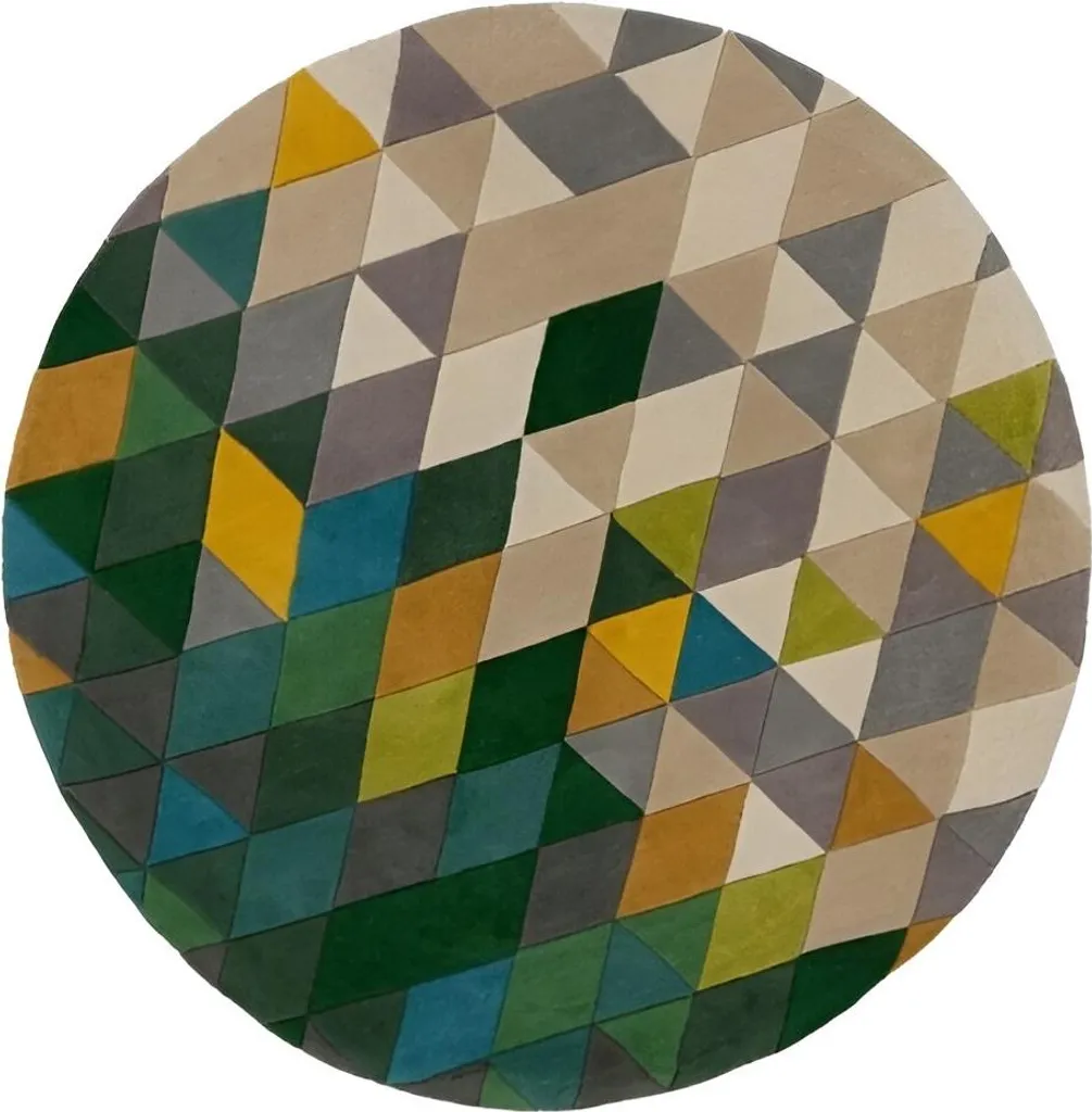 Tapis à points noués à la main Illusion Prism Green 160 x 160 cercle