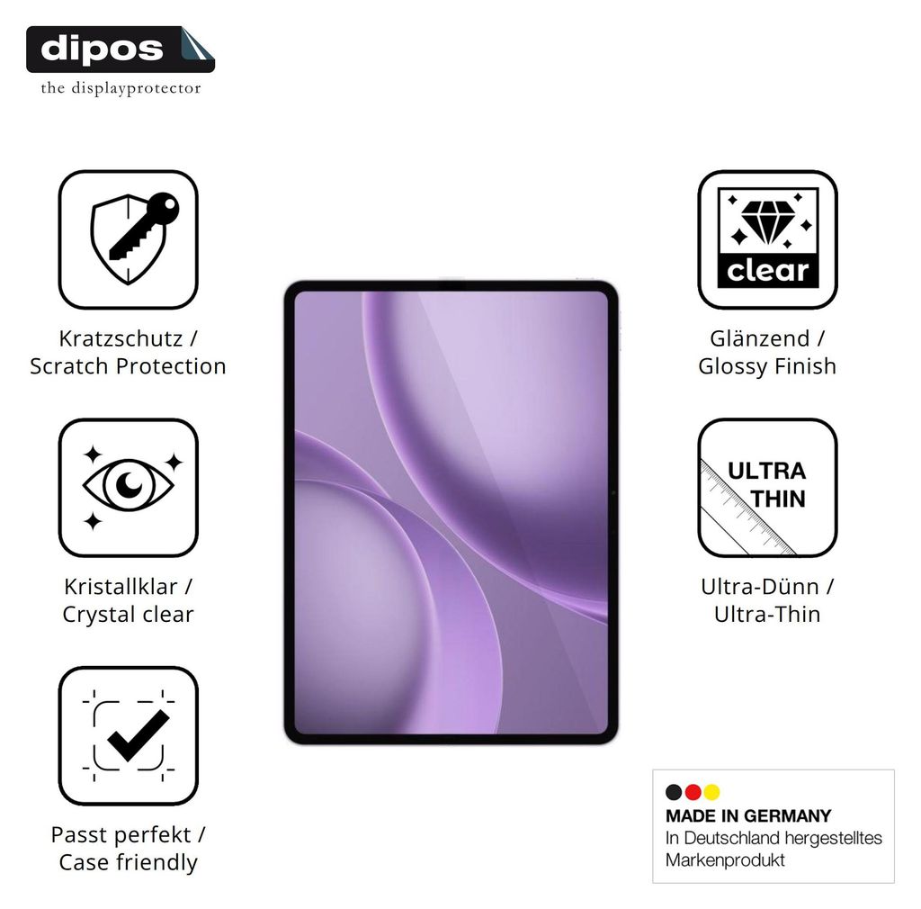 2x Schutzfolie für Oppo Pad 5 Pro klar Displayschutzfolie Folie Display Schutz dipos