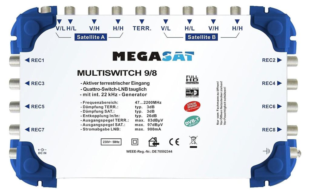 Megasat 9/8 multiswitch Productafbeelding 
