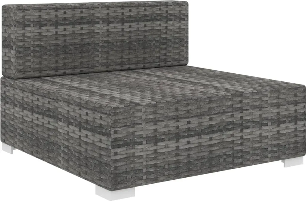 Divano Centrale da Giardino in Poly Rattan Grigio - Crea il tuo Angolo Relax
