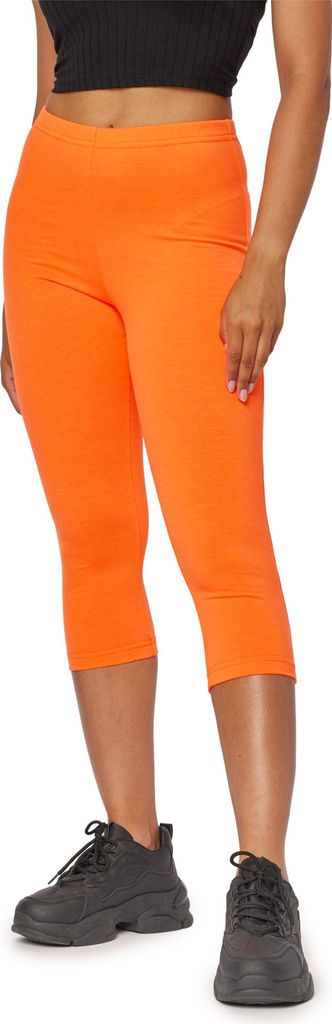Bellivalini Neon Leggings Damen 3/4 mit Naht, BLV50-302 (Neon Orange, XS)
