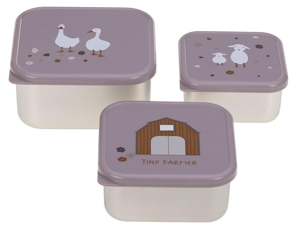 Lässig Snackbox Steel 3 pièces assorties Tiny Farmer lilas Image du produit 