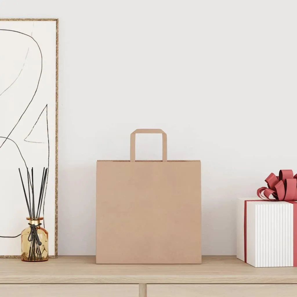 Sacs Papier pour Vente à Emporter et Shopping - 50 Unités Marron Robuste