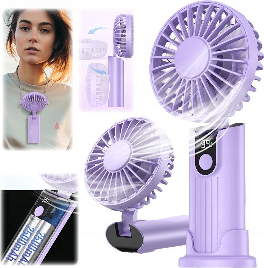 USB ventilátor Tichý mini stolní ruční ventilátor 5000 mAh Obrázek produktu 
