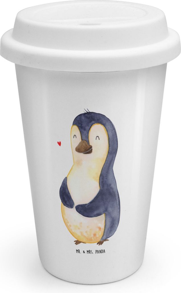 Mr. & Mrs. Panda Thermobecher To Go Pinguin Diät - Weiß - Geschenk, Isolierbecher, Abnehmen, Kaffeebecher, Selbstliebe, Thermokaffeebecher, ToGo,...