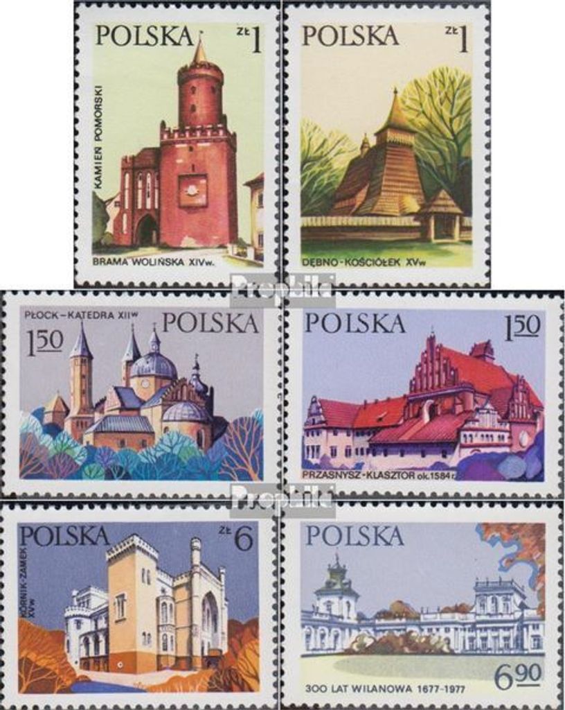 Briefmarken Polen 1977 Mi 2531-2536 (kompl.Ausg.) postfrisch Baudenkmäler