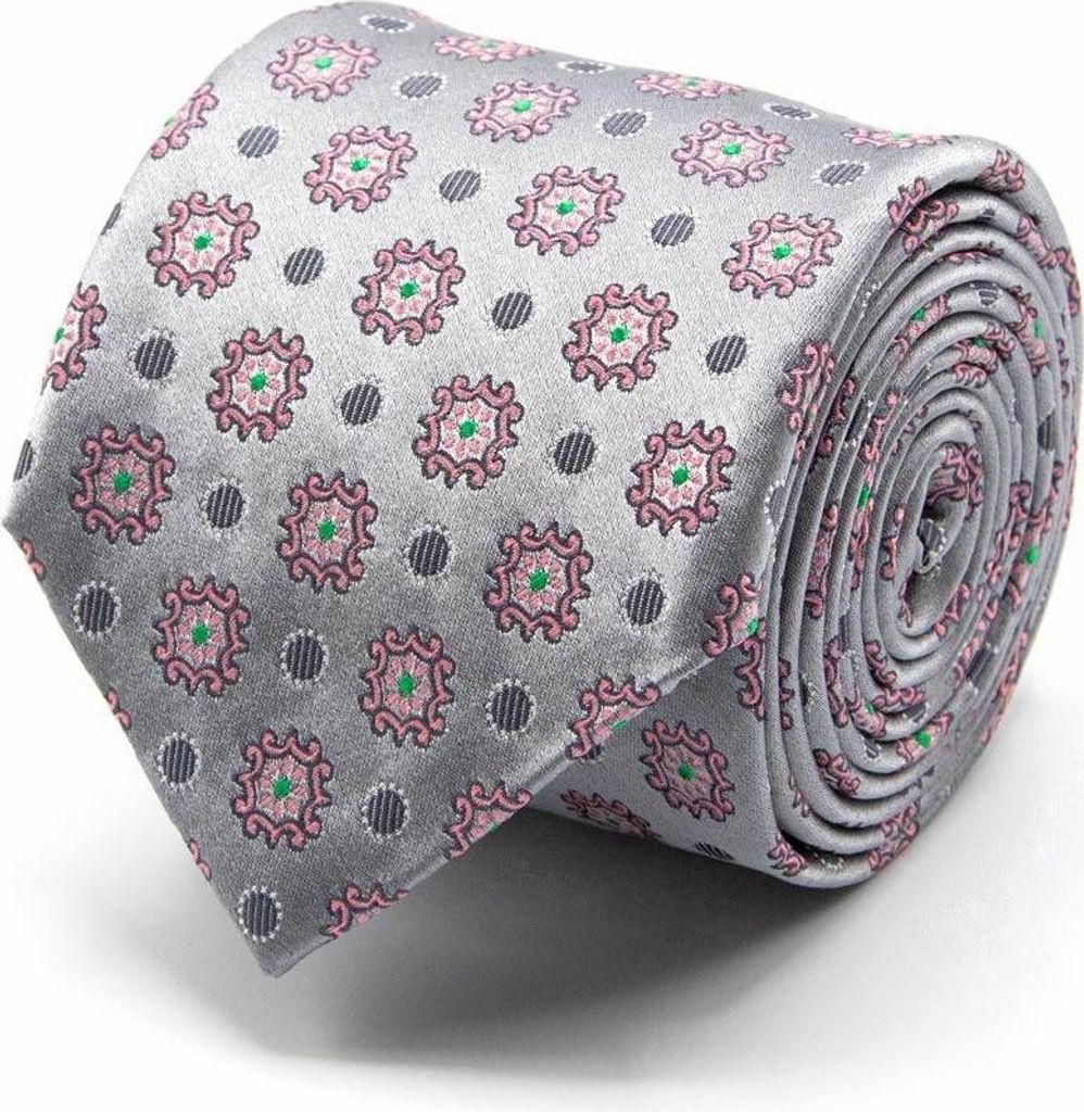 Herren Krawatte aus grauem Seiden-Jacquard mit Jacquard-Muster