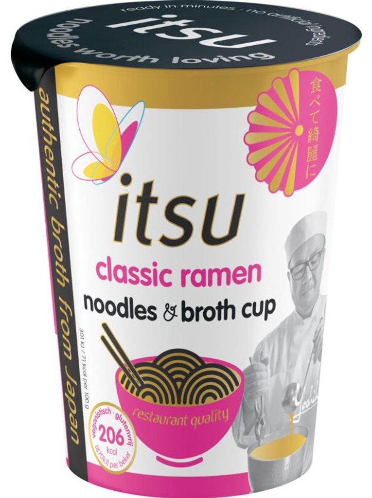 Taza de caldo y fideos ramen clásicos Itsu 64 g – Sopa Imagen del producto 