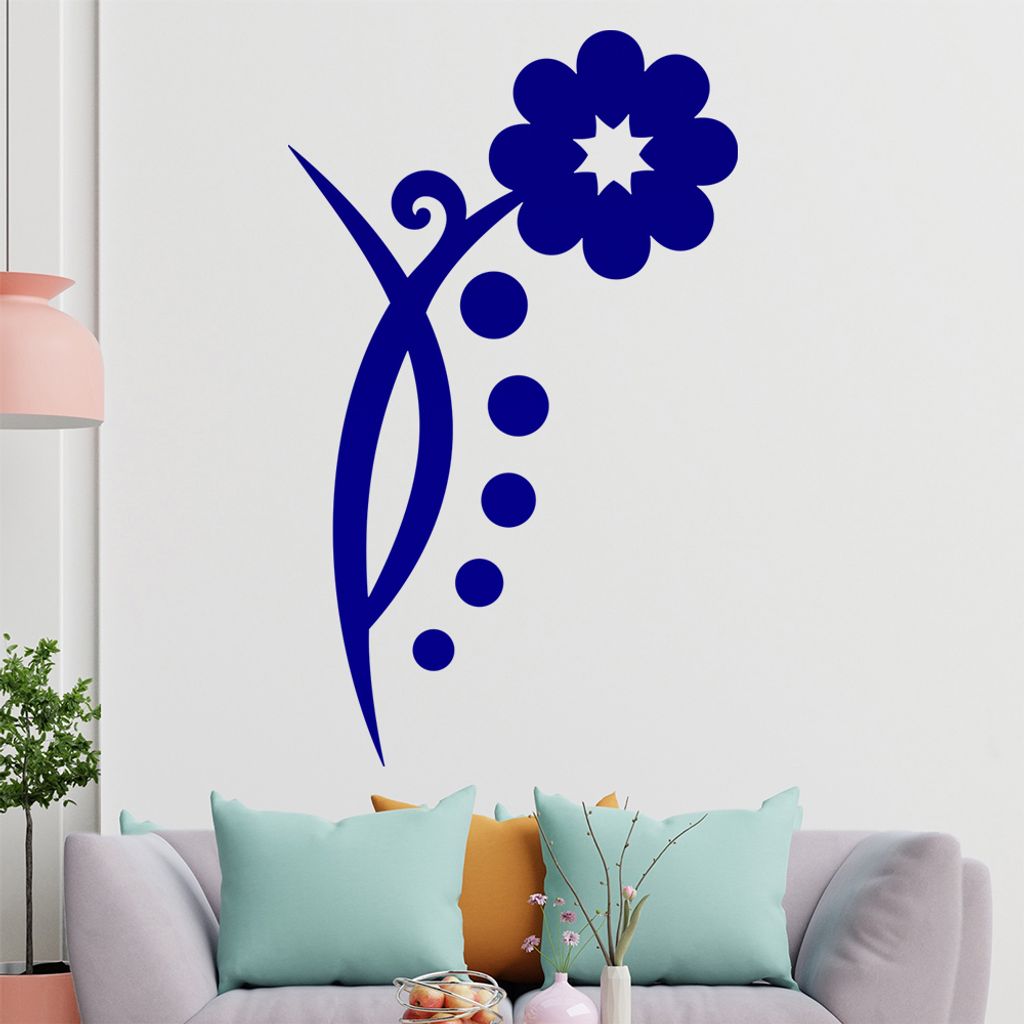 Blume - Linien Punkte Wandtattoo in 6 Größen - Wandaufkleber Wall Sticker - Dekoration, Küche, Wohnzimmer, Schlafzimmer, Badezimmer