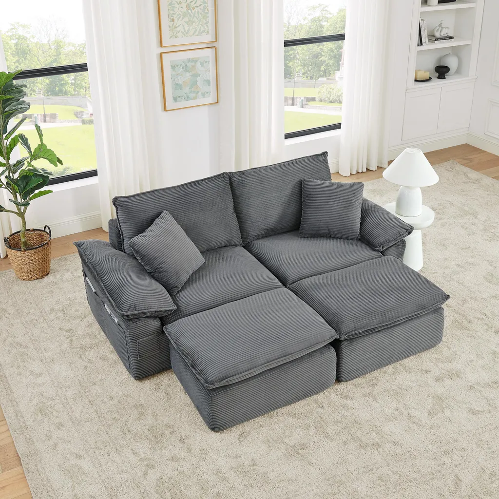 Canapé modulable moelleux sans montage, modèle Cozy avec poches