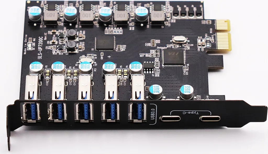 Carte d'extension PCI-E vers USB 3.0 à 7 ports pour PC Windows