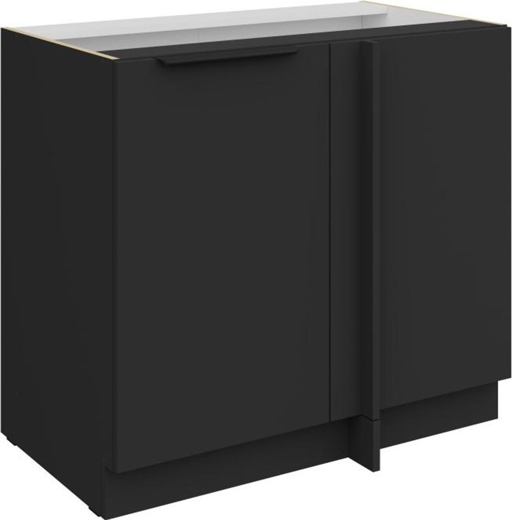 Verlängerter Eckschrank LUNARA – Breite 90 cm, schwarz