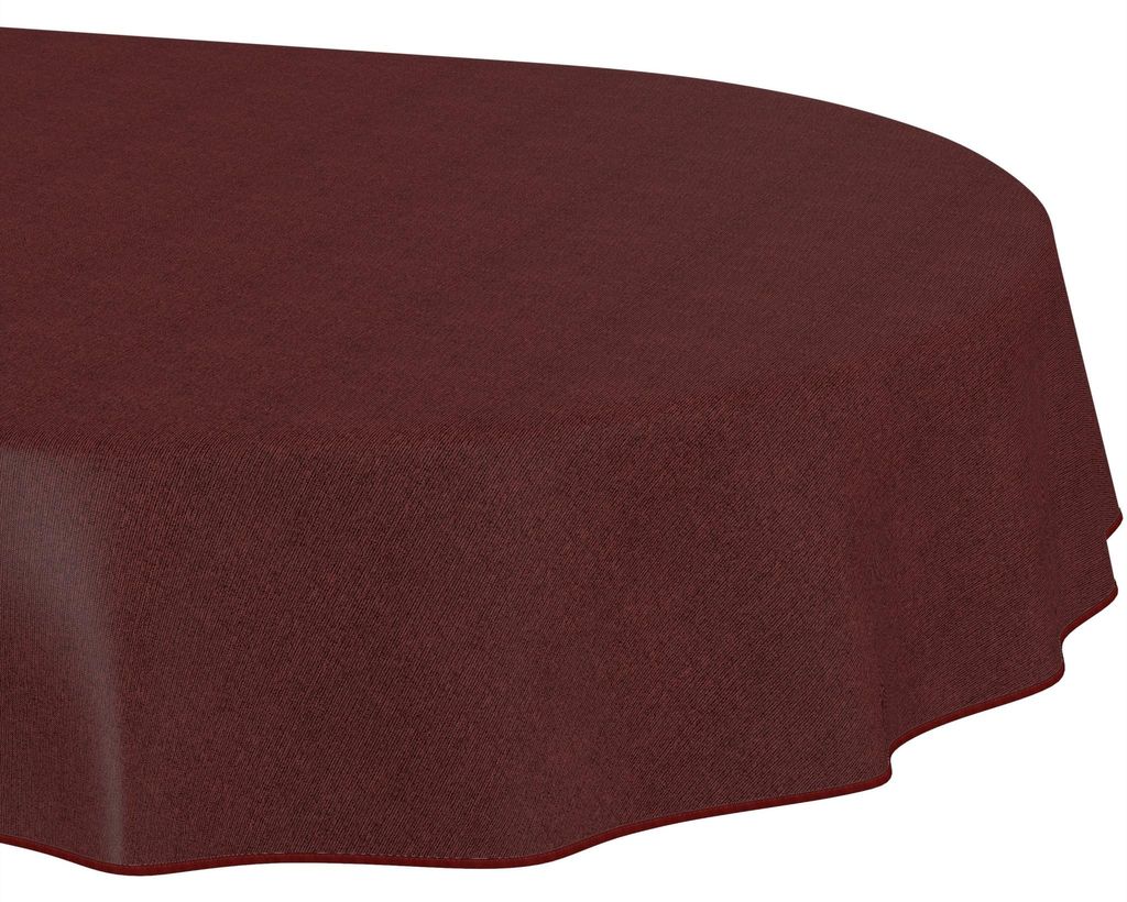 Tischdecke 140x300cm Oval Bordeaux DanceDirty abwaschbar Leinenoptik wetterfest Falschuni Modern mit Saumkante