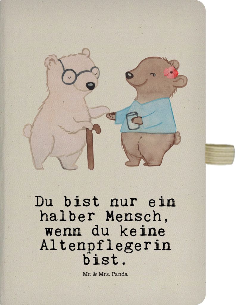 Mr. & Mrs. Panda Skizzenbuch Altenpflegerin Herz - Transparent - Geschenk, Lustig, Beruf, Jubiläum, notizbuch, Spruch, kariertes, Tagebuch, Notizh...