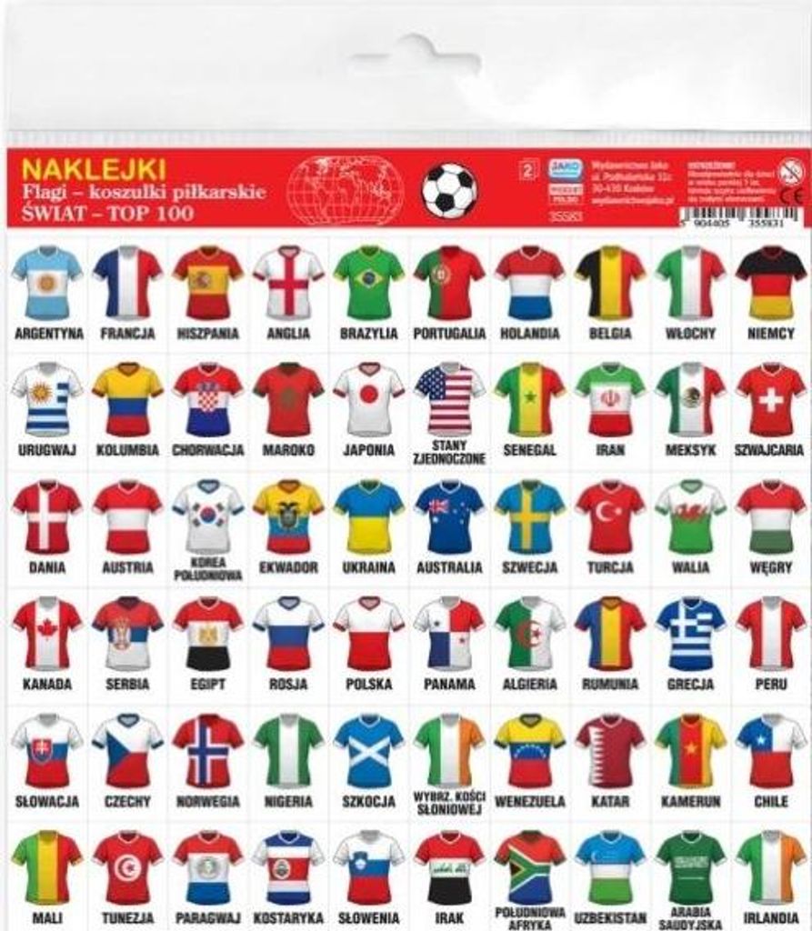 Fußballtrikots - Flaggen der Welt. Aufkleber.