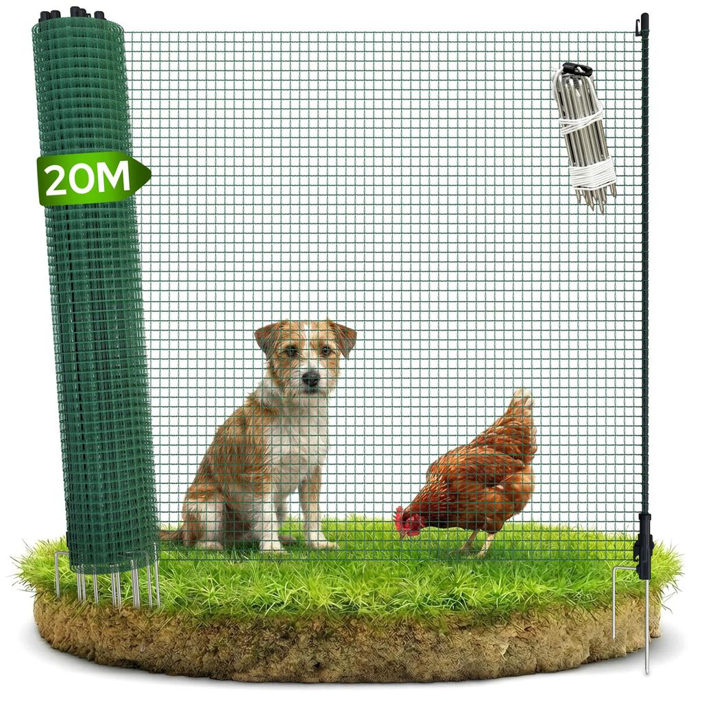 AREBOS Mobiler Begrenzungszaun 20 m, Flexibler Gartenzaun Produktbild 