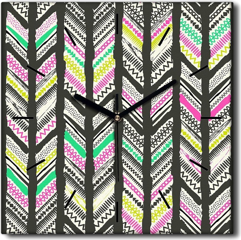 Coloray Uhr auf Leinwand 30x30 cm Wand Uhr Dekoration Wohnzimmer Segeltuch schwarze Hände -Tiefstammkunst