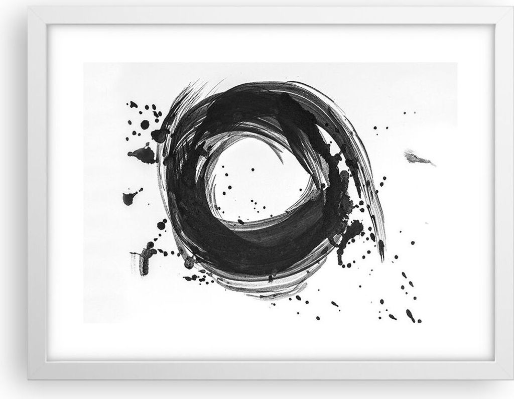 Gerahmtes Poster - Weißer Rahmen - Abstraktion Rad Aquarell - 40x30 cm - Wand Bild - Wanddeko - Wandbilder - Kunstposter - Wandposter - Bilderrahm...