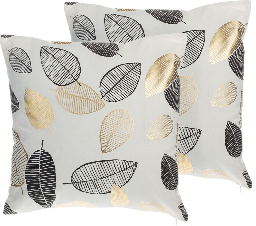 BELIANI Dekokissen Schwarz/Gold Baumwolle 2er Set 45 x 45 Produktbild 