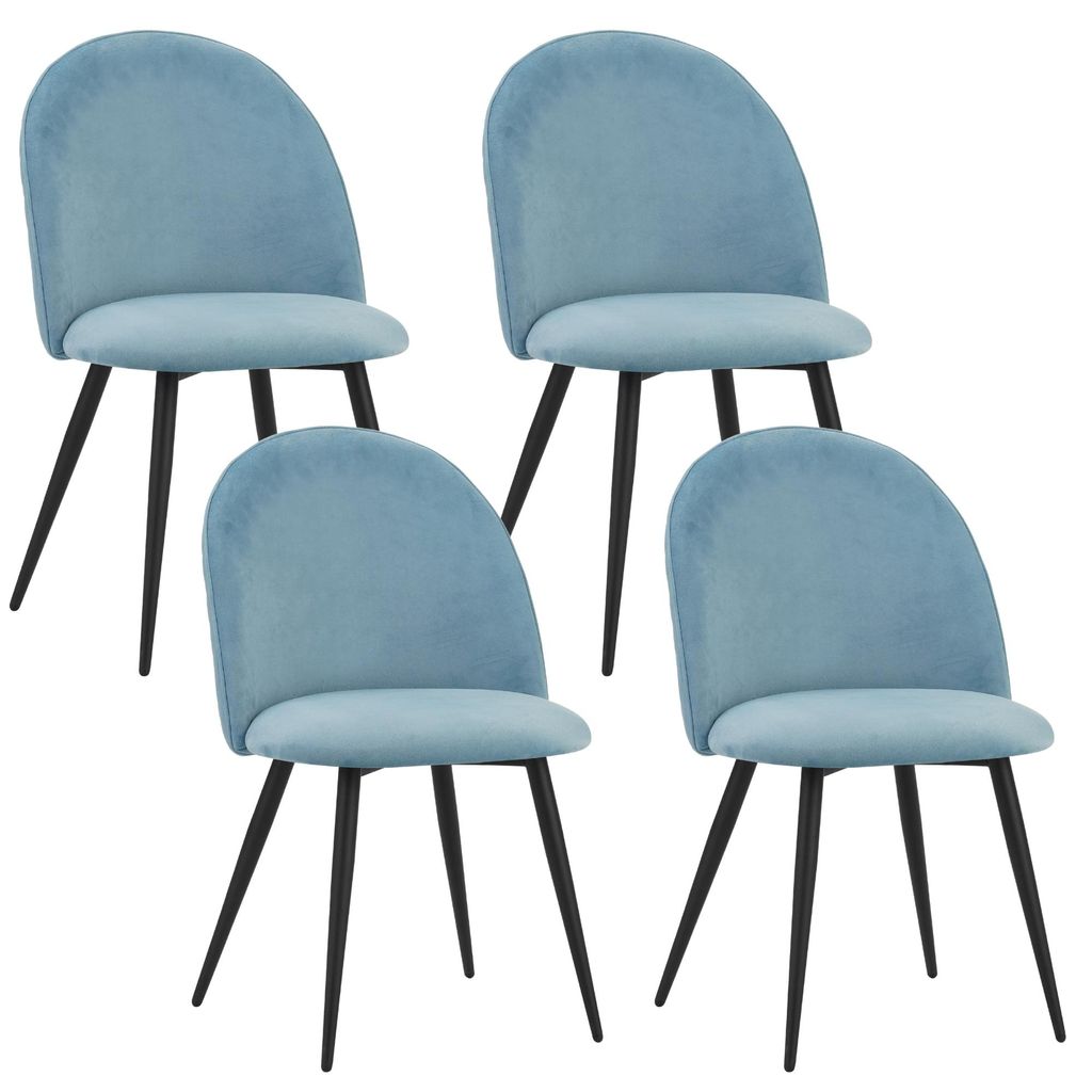Albatros Esszimmerstühle mit Samt-Bezug 4er Set CAPO, Blau Produktbild 