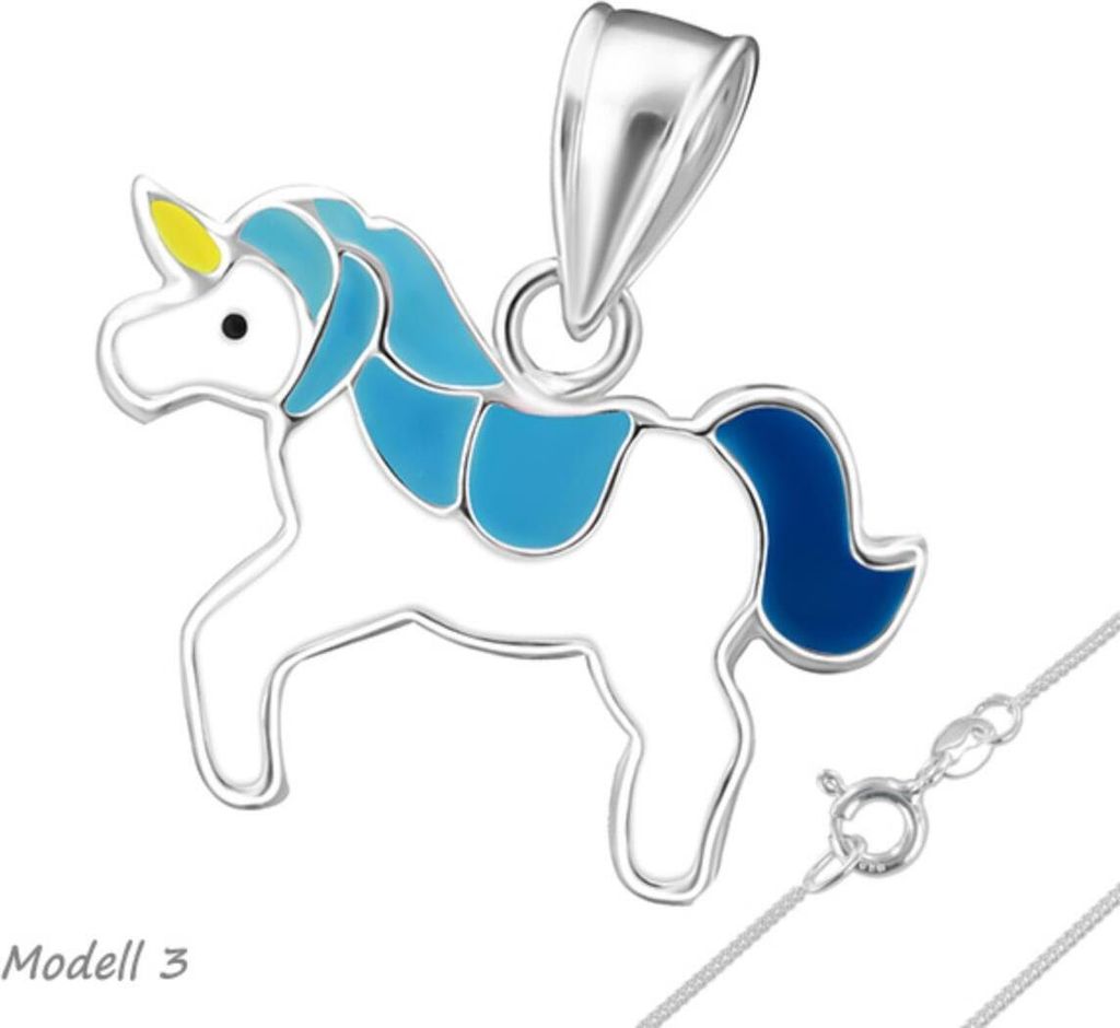 Einhorn Kette Mädchen: Anhänger Halskette Silber 925 Modell Produktbild 