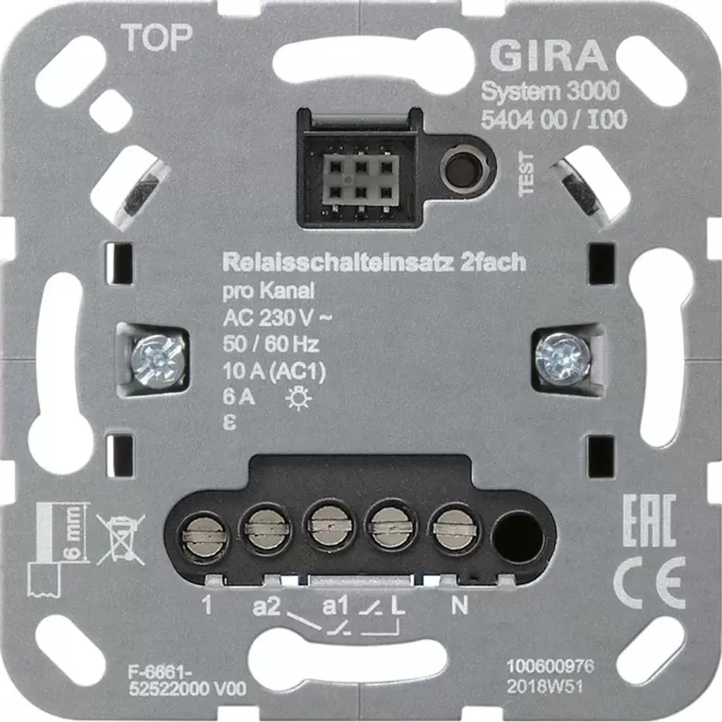 Module de commutation double Gira 540400 S3000 pour éclairage intérieur