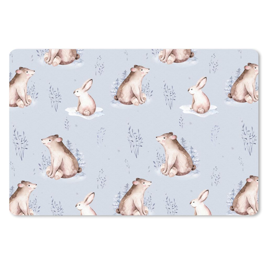 MuchoWow Mauspad Mousepad Winter - Muster - Hase - Bär 27x18 cm - Mousepads - Maus Mat - Pad - Mausunterlage - Büroartikel - Desk Matten