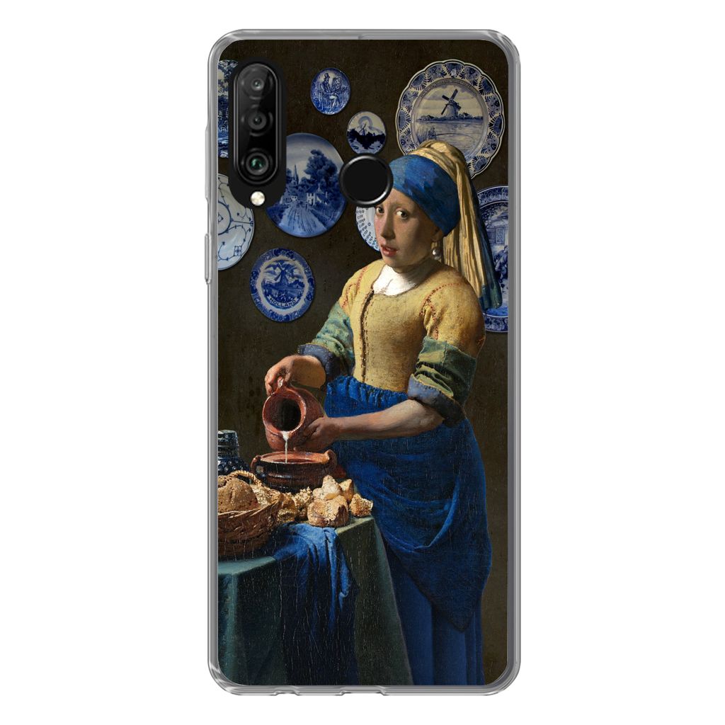 MuchoWow Handyhülle Schutzhülle Hülle für Huawei P30 Lite Milchmädchen - Das Mädchen mit dem Perlenohrring - Vermeer Silikon Softcase Handy...