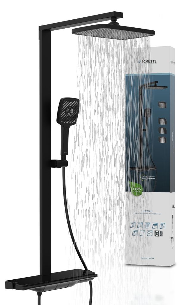 21217-EU HAWAII E Überkopfbrause-Set, Schwarz matt, mit Produktbild 