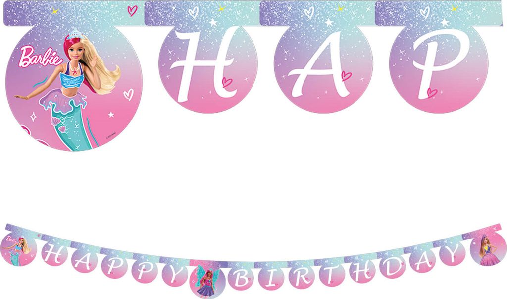 Banner Happy Birthday Barbie Fantasy | Produktbild 