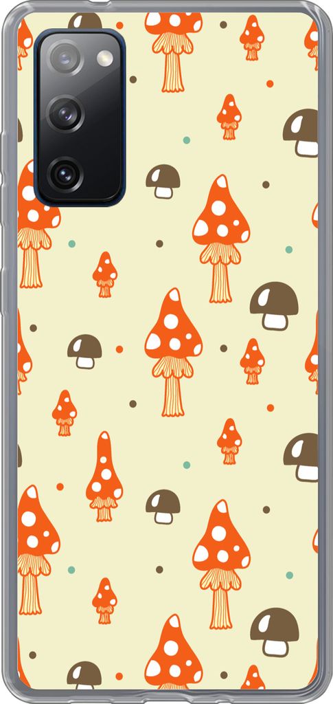MuchoWow Handyhülle Schutzhülle Hülle für Telefoonhoesje Samsung Galaxy S20 FE Muster - Pilz - Orange Silikon Softcase Handy Hülle - Abdeckung