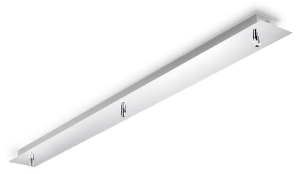 Support de plafond triple Chrome brillant - Rail Cup 3 suspensions Design