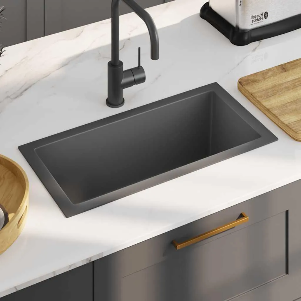 Lavello Cucina Nero Opaco vidaXL - Acciaio Inox Minimal e Chic - 2