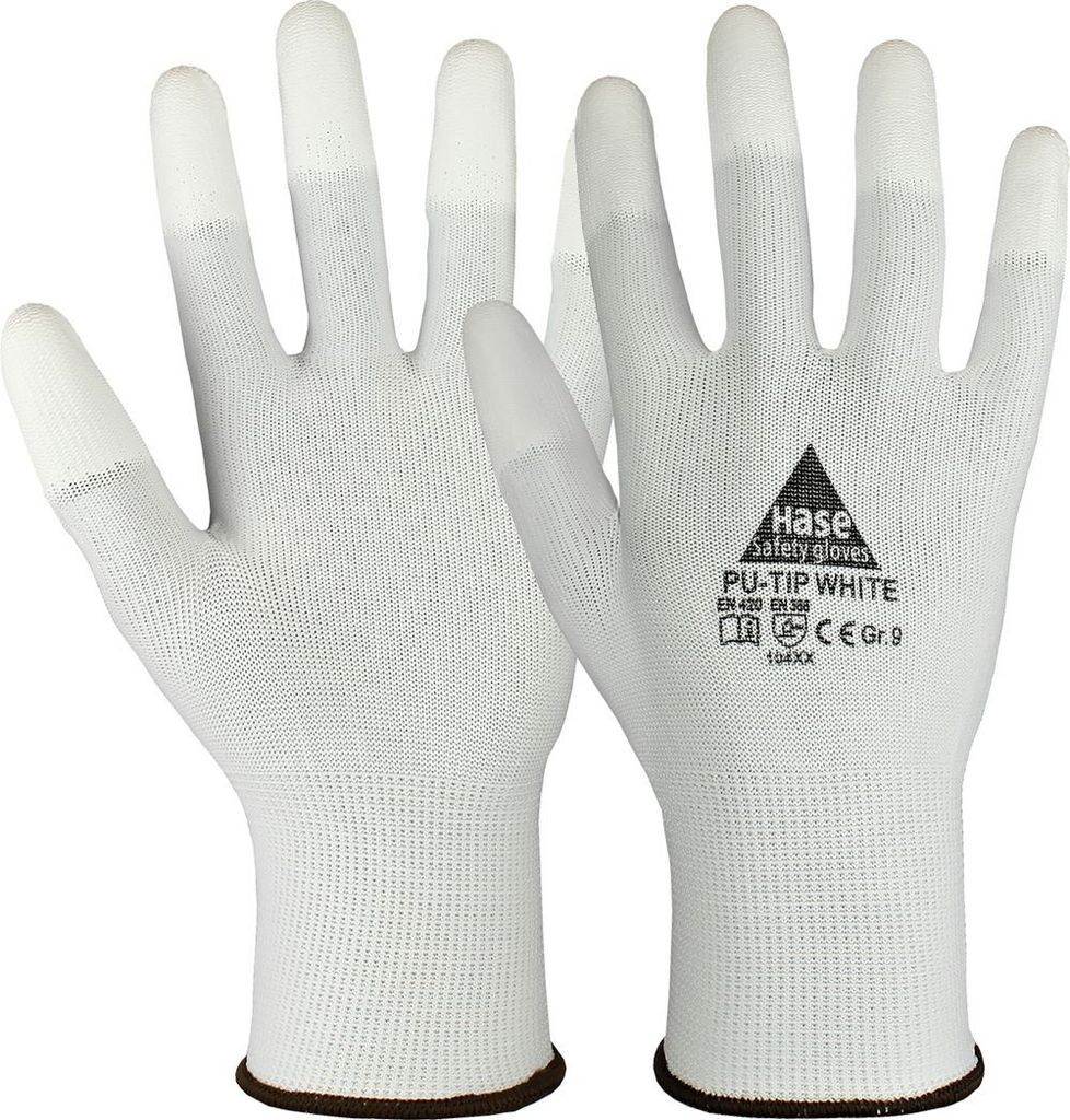 Hase PolyurethanTip-White Montagehandschuh aus Polyester Größe 7 10 Stk