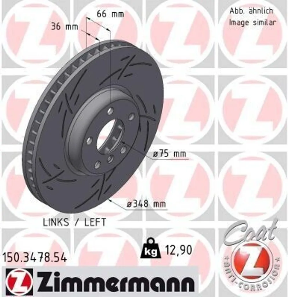 Disque de frein anti-vibration ZIMMERMANN 150.3478.54 pour BMW Série 6 F06