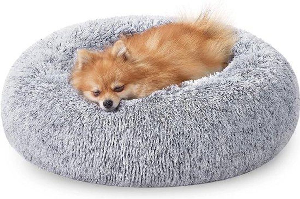 Fluffy Hundekissen, Katzenkissen, Donutkissen, waschbar, entfernbare Mittelvulley, langes Plüsch