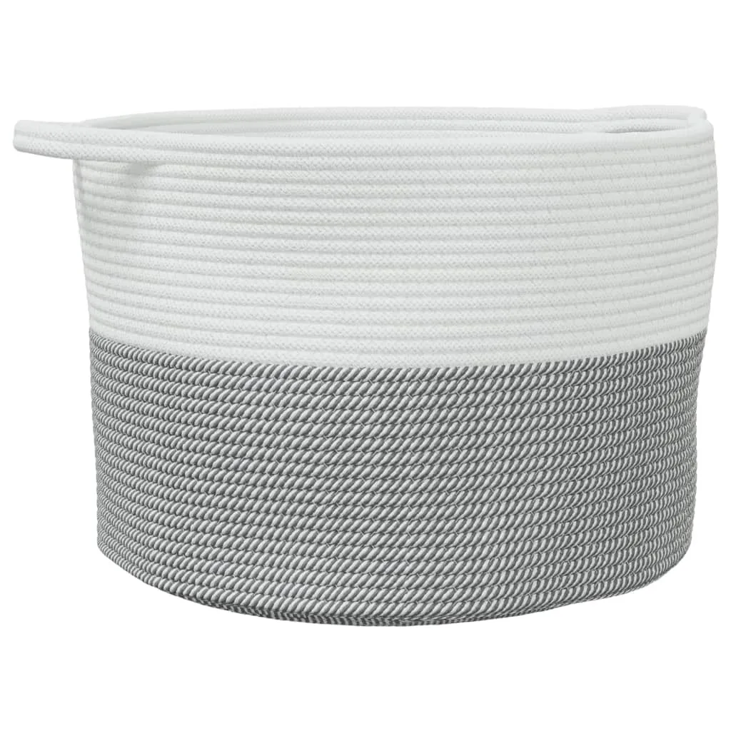 Cesto Bucato Ø55 vidaXL in Cotone Naturale - Grigio e Bianco