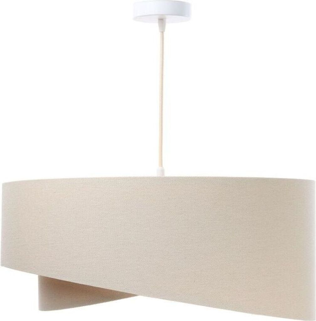 Hängeleuchte Stoff D: 50 cm rund H: max. 105 cm Weiß Creme E27 Modern Pendelleuchte Hängelampe